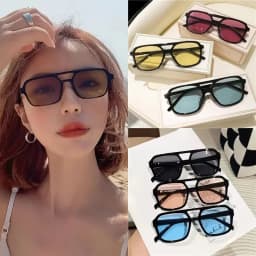 Square Big Frame Sunglasses for Men and Women Lightweight Frame Black Yellow Sun Glasses with UV Protection