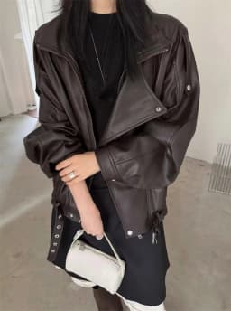 Guobioziy 2026 Fall New Women's Jacket 2026 Fall New Release Loose Faux Leather Biker Jacket Parka European and American Style