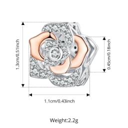 WOSTU Copper Heart Charm Rose Four-leaf Pendant Plated White Gold Fit 0.45cm Bracelet Original For Women  Fashion Jewelry Gift