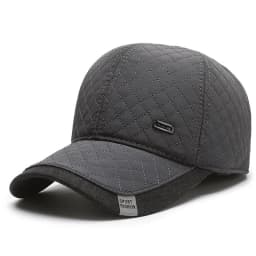 Winter Solid Color Quilted Embroidery Hat, Casual Warm Windproof Fleece-Lined Earflap Baseball Cap