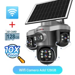 LS VISION 20MP 10X Optical Zoom 4G Solar Camera Outdoor WiFi Three Screen 3PTZ 360° Auto Tracking Security CCTV Camera V380 Pro