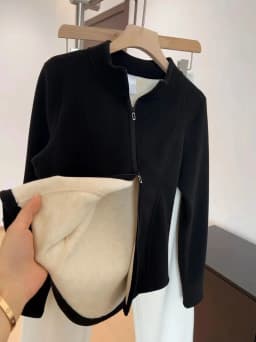 Zipper High Neck down Jacket Women's Autumn Winter Fleece Lined Long Sleeve T-Shirt Base Shirt Inner Wear for Puffer Coat