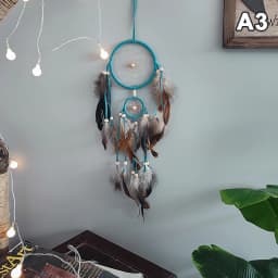 1 Pc Indian Dream Catcher with Brown Feathers - Wall Hanging Dream Catcher Bedroom Accessories - Wind Chime Dream Catcher