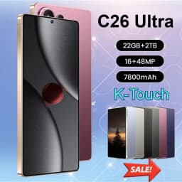 K-Touch Smartphone For C26 Ultra 5G Cell Phone 7800mAh Battery Mobile Phones Full Display 48MP Camera 7.3 Inch HD Android 22GB RAM 2TB ROM Octa Core Face ID Dual SIM 4G Unlocked Android 15 Cell Phone with FM Radio GPS