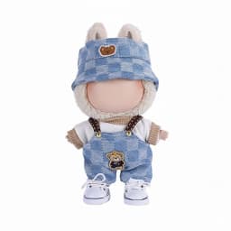 17cm Mini Doll'S Clothes Outfit Accessories For Labubu V1 V2 V3 Striped Overalls Hats Glasses Shoes Cool Handsome Clothing Gift