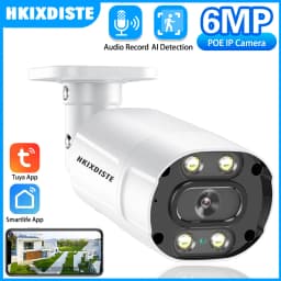 Samrt Life Ultra HD 6MP POE Camera Human Detect Dome Outdoor Audio IP Camera IR NightVision for TUYA POE NVR Surveillance System