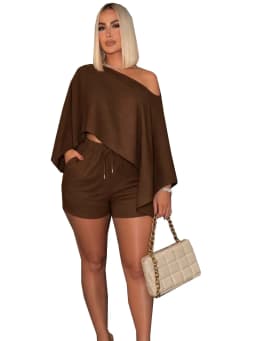 Shorts Set Elegant Beachwear Sexy Chic Design Breathable Off-Shoulder Crop Top with Wrap Shorts Set 2 Piece Sets Women Outfit
