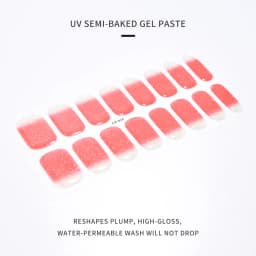 16Tips UV Semi-Cured Gel Nail Wraps Sticker 5D Pure Color Full Cover UV Lamp Gel Sticker Long-Lasting Nail Extension Patch Strip