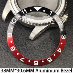 Sloping 38mm * 30.6mm Ceramic/Aluminum Bezel GMT and Diving Watch Insert Fits for 40mm Men's Watch Case Bezel Replacement Insert