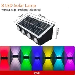 Solar RGB Wall Washer Sconce Light Outdoor IP65 Waterproof LED Up Down Solar Powered Lighting for Patio Courtyard