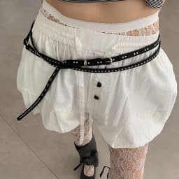 Punk Rivet Leather Double Thin Belt Women Men PU Black White Waist Strap Trendy Waistband Jeans Skirt Decoration
