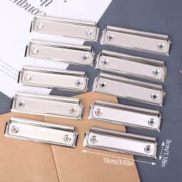 10pcs Clipboard Clips Mountable Metal Clip Spring-Loaded File Folder Clamps Office Hardboard Clips Stationery For School