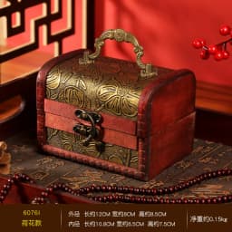 Hot-Selling Antique Retro Wooden Crystal Packaging Box with Green Stone - Yuan Datou Jewelry Storage Box
