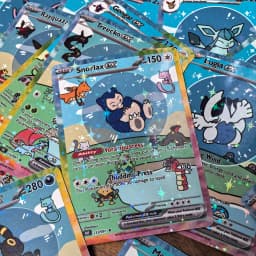 55Pcs Cute DIY Card Proxy Poke My bubble friends Holographic Anime Version Pocket Monster Collection Cards Eevee Charizard