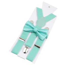 Adjustable Elastic Leather Suspenders Bowtie Set Men Women Baby Blue Braces Straps For Wedding Y-Back Shirt Accessories Gift