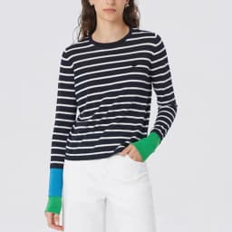 WinvyNee Women's Wool O Neck Long Sleeve Sweaters Striped Color Block Cuff Loose Fashion Spring Basic Knitted Top ZA1047014