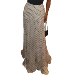 2000s Women's Dot Print Long Skirts Elegant High Waist Fishtail Hem Flowy A-Line Skirts Ropa Paja Mujer