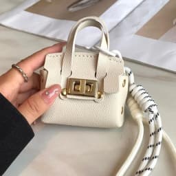 Mini Coin Purse Bag Pendant Cute Square Handbag Earphone PU Leather Creative Car Key Chain Pendant Decoration Multi-functional