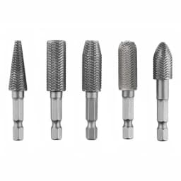 5pcs Hex Shank Rotary Steel File Set for Drilling, Grinding, Sanding & Engraving - Durable Carbon Steel, Dark Gray