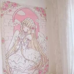 VIKAMA Cute Angel Tapestry Pink White Wall Blanket for Bedroom Accent Living Room Decor Dorm Room Aesthetic and Anime Fan Space