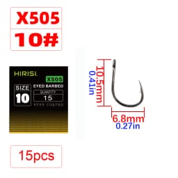 15 x PTFE Coated High Carbon Stainless Steel Barbed Fish Hook With Eye Carp Fishing Hook Link Accessories X505