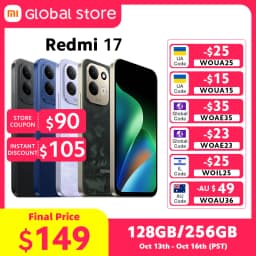 Global Version Xiaomi Redmi 17 Smartphone 128G / 256G ROM 120Hz 6.9" Display 50MP 45W Turbo Charging 7500mAh MTK Helio G91-Ultra