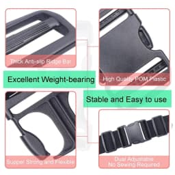 4 Sets Buckles for Straps, Release Buckle Plastic Clip Dual Adjustable, for Luggage Nylon Strap Webbing Outdoor Backpack