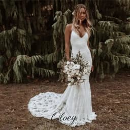 OLOEY 2026 Customized Gorgeous Spaghetti Strap V‑Neck Bridal Gown Lace Mermaid Wedding Dresses For Woman Vestidos De Novia