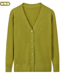 UHYTGF Elegant Mother Spring Autumn Sweater Jacket Single-Breasted Knitted Cardigan For Women Fashion V-Neck Loose Size Coat1447