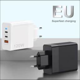 Lenovo 120W USB Dual Type-C Multi Port Mobile Phone Charger EU US UK Full Protocol Super Fast Charging Headband Indicator Light