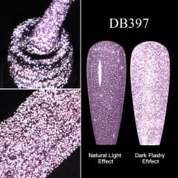 Mtssii Reflective Glitter Gel Pink Sparkling Sequins Gel Nail Polish Soak Off UV Nail Gel Semi-permanent Nail Art Decoration
