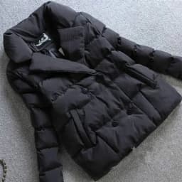 Women Down Cotton Jacket Winter Short Coat Thicken Outerwear Turndown Collar Double-breasted Warm Tops Female Slim Cotton Jacket