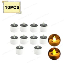 Solar Powered Tea Candles LED Lighting Smokeless Outdoor Lighting Reusable Waterproof Flameless Candles Hallown Christmas