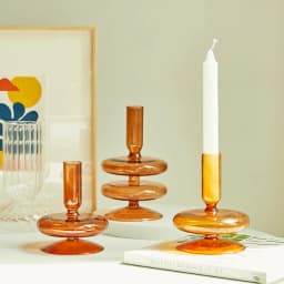 Floriddle Taper Candle Holders Glass Candlesticks for Home Wedding Table Decoration Glass Vase Table Bookshelf Candles Stand