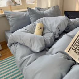 Cotton Bedding Set 4pcs with Solid Bed Sheet Duvet Cover Pillowcases Single Couple Bedsheet King Queen Double Twin Size