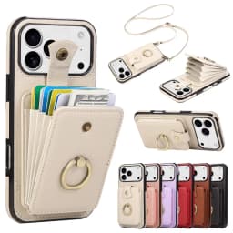 RFID Blocking Crossbody Wallet Card Holder Ring Phone Case for iPhone 17 Air 16E 15 14 Plus 13 12 Mini 11 Pro XS Max XR XS X 7 8