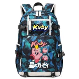 Kirby Cartoon Print Student Backpack Large Capacity Travel School Bag for Kids Teens