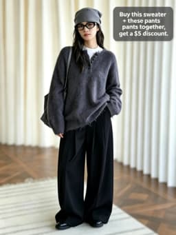 [LANMREM] 2026 Winter New Thick Warm Pants For Women High Waist Pleated Wide Leg Trousers Office Lady Clothes Minimalism 26C967