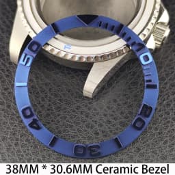 Sloping 38mm * 30.6mm Ceramic/Aluminum Bezel GMT and Diving Watch Insert Fits for 40mm Men's Watch Case Bezel Replacement Insert