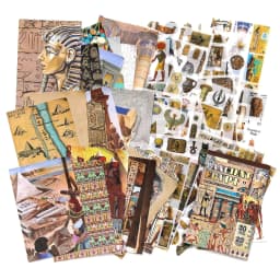 50pcs Ancient Egypt Maerial Pack with Stickers and Material Paper Craft Scrapbooking Junk Journal Decorative Stickers