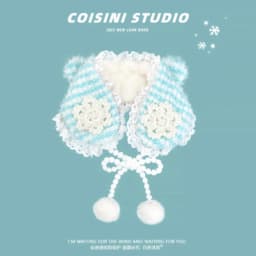 Korean Cute Bear Ear Lace Plush Snowflake Crocheted Earmuffs Women's Winter Outdoor Warm and Sweet Lace-up Lolita Headband