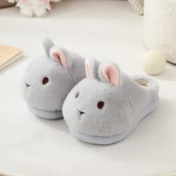 ZUOFU Cute Bunny Rabbit Fluffy Plush Slippers For Women Men Autumn Winter Non-Slip EVA Sole Indoor Warm Home Slippers