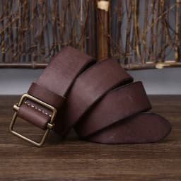 New Men's Non-Perforated Leather Belt, Smooth Buckle, Top Layer of Cowhide, Retro Simple and Versatile Denim Belt