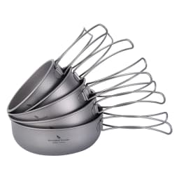 Boundless Voyage Titanium Pans Bowls Dishes Set with Folding Handle Outdoor Camping Portable Plates Saucers Tableware Ti1096T