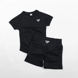 Keep That Pump 2 Piece Seamless Leggings with Recoil Scrunch Shorts Yoga Short Sleeve Women's Gym Tight Hip Workout Short