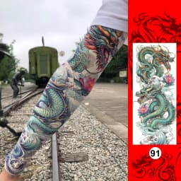 1 Pair Ice Silk Tattoo Arm Sleeves Long Summer Seamless Sun Protection Men Women Outdoor Gloves Drive Armguard