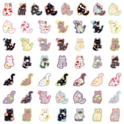 50PCS Flower and Cat Cute Graffiti Stickers DIY Luggage Notebook Speaker Water Cup Waterproof Stickers
