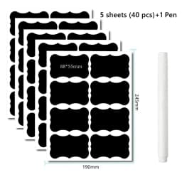 Haile 10-100pcs Waterproof Chalkboard Labels Spice Organizer Label for Household Kitchen Jars Blackboard Stickers With White Pen
