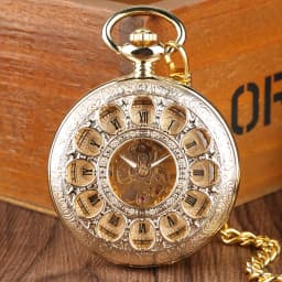 Transparent Hollow Roman Numerals Display Mechanical Pocket Watch Hand-Winding Luxury Vintage Pendant Chain Clock Gift Male
