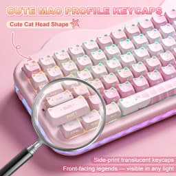 YUNZII C75 MAO Edition Mechanical Keyboard,Cute Ear Translucent Keycap,Wireless 75% NKRO Keyboards,RGB Cake Design for Win/Mac